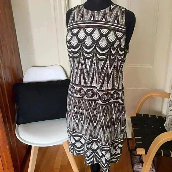 H&M geometric stretch pattern backless dress L - Picture 1 of 8